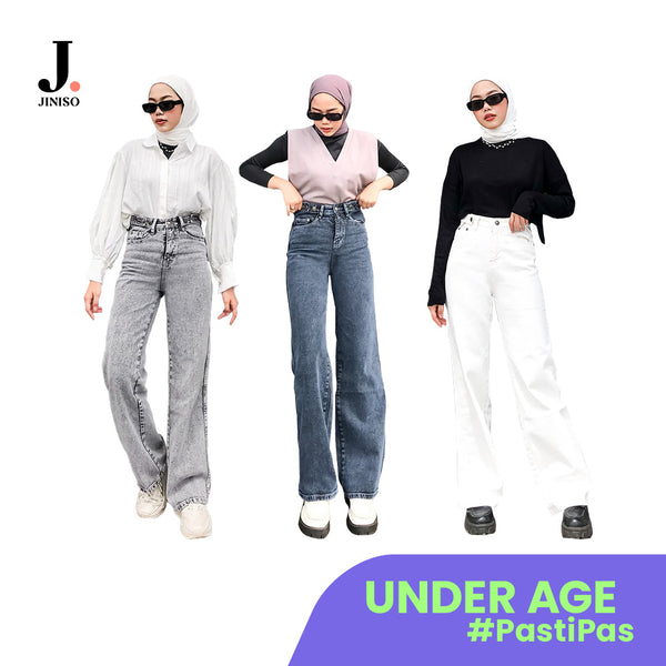 JINISO - Highwaist Adjustable Baggy Under Age Jeans