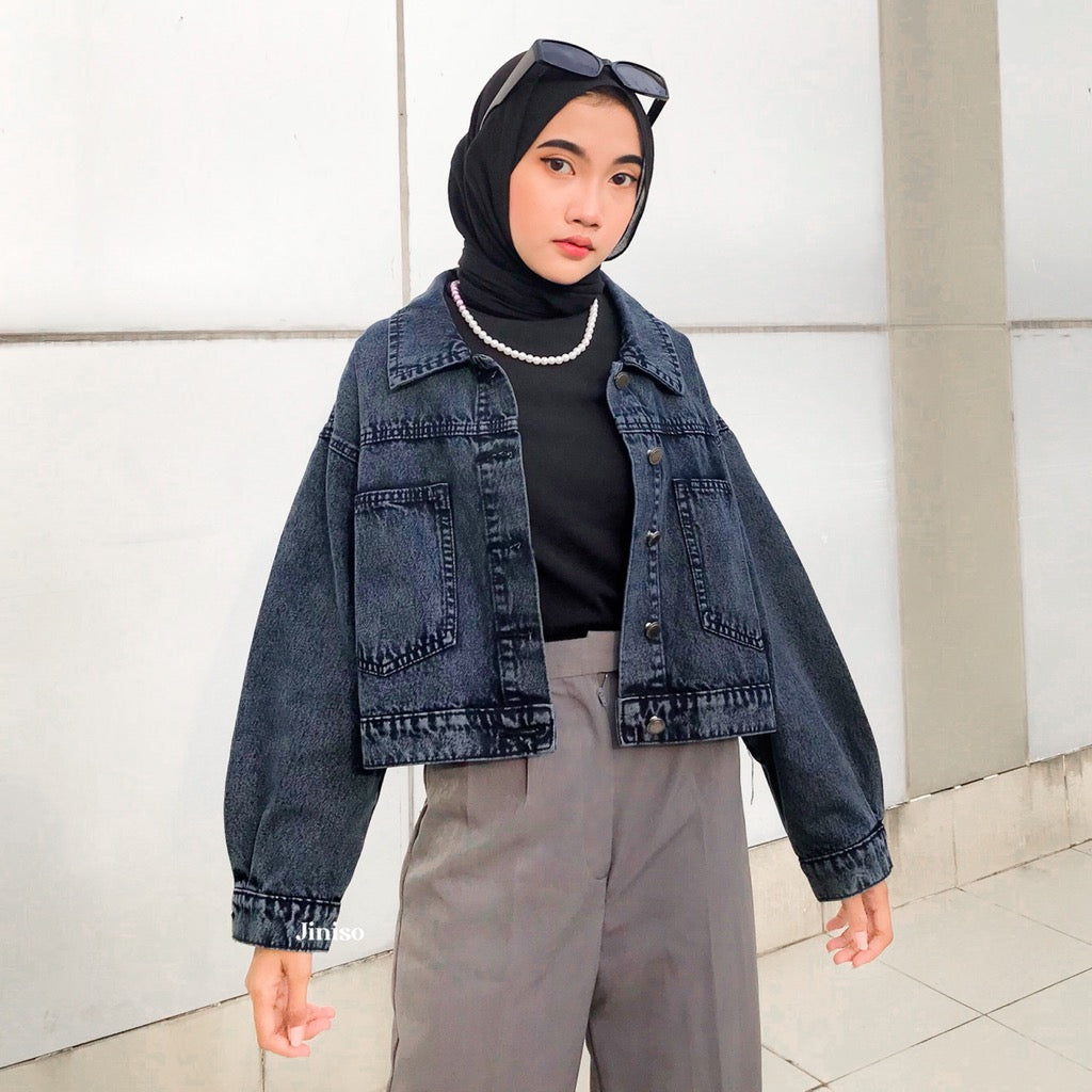 Ootd Hijab Jaket Jeans Crop Outfit Jaket Jeans Hijab Jaket Levis